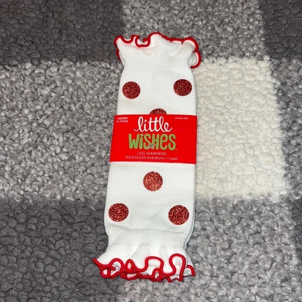 NWT Little Wishes Red Polka Dot Baby Infant Leg Warmers 0-12 months